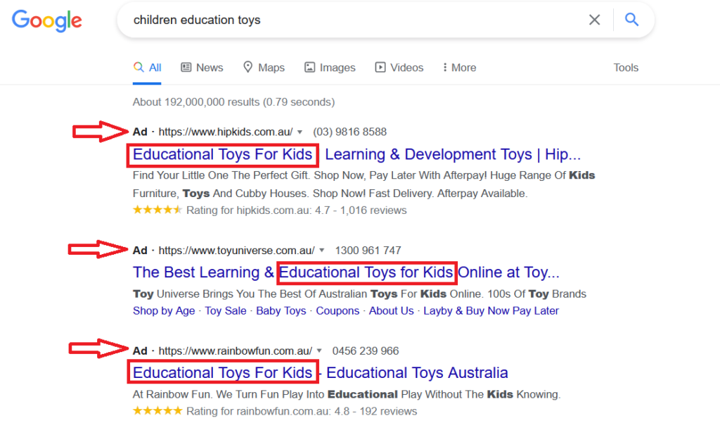 google dynamic search ad example