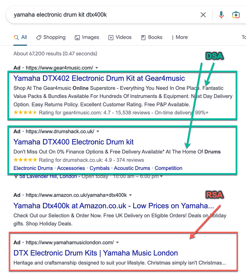 google dynamic search ad example