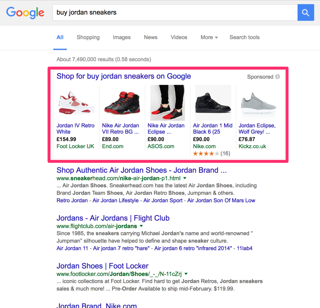 google shopping ad example