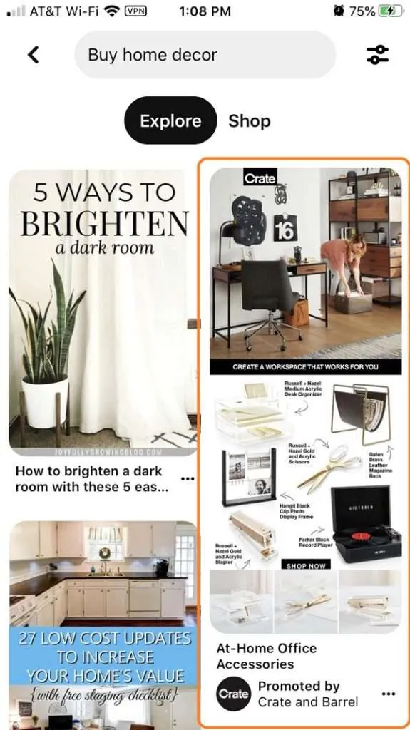 pinterest collection ad example