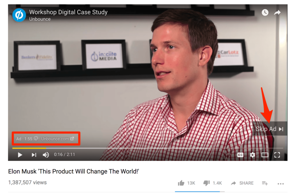 youtube skippable ad example